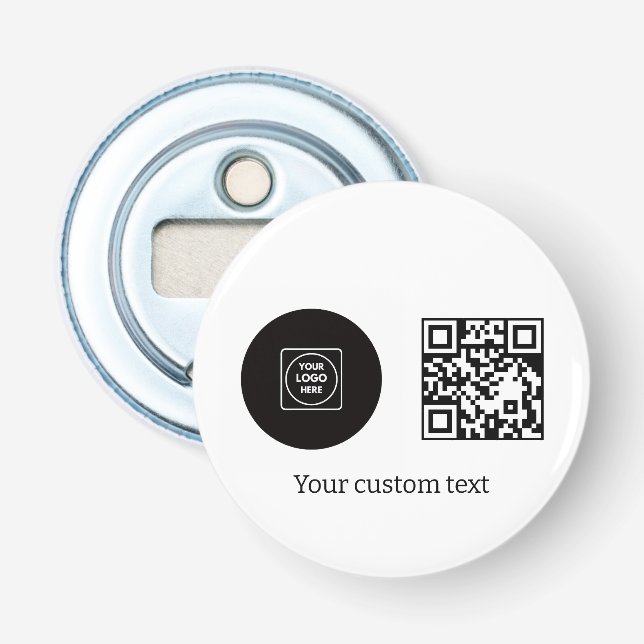 Business Logo QR Code Text Promotional Design Flasköppnare (Framsidan)