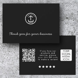 Business Logo Review Link QR Code Thank You Black Tack Kort