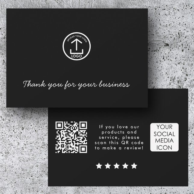 Business Logo Review Link QR Code Thank You Black Tack Kort (Business Logo Review Link QR Code Thank You Black)