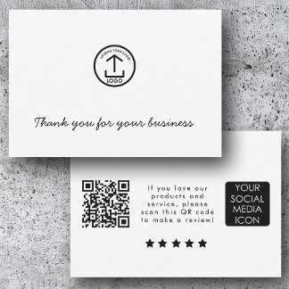 Business Logo Review Link QR Code Thank You White Tack Kort