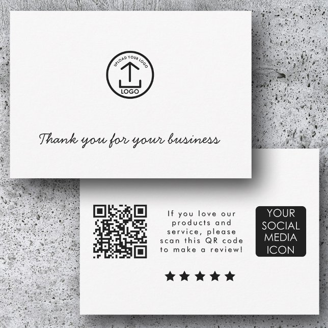 Business Logo Review Link QR Code Thank You White Tack Kort (Business Logo Review Link QR Code Thank You White)