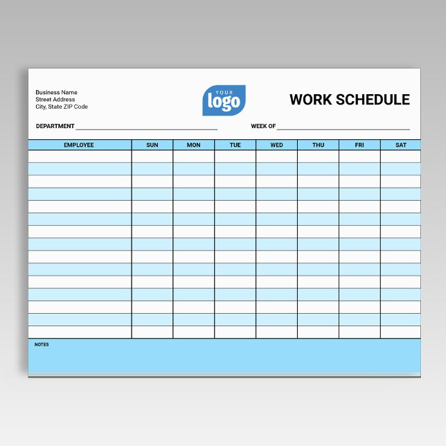 Business Logo Work Employee Schedule Notepad Anteckningsblock (Skapare uppladdad)