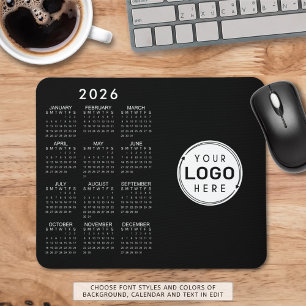 Business Logotyp 2026 Calendar Anpassningsbar Färg Musmatta