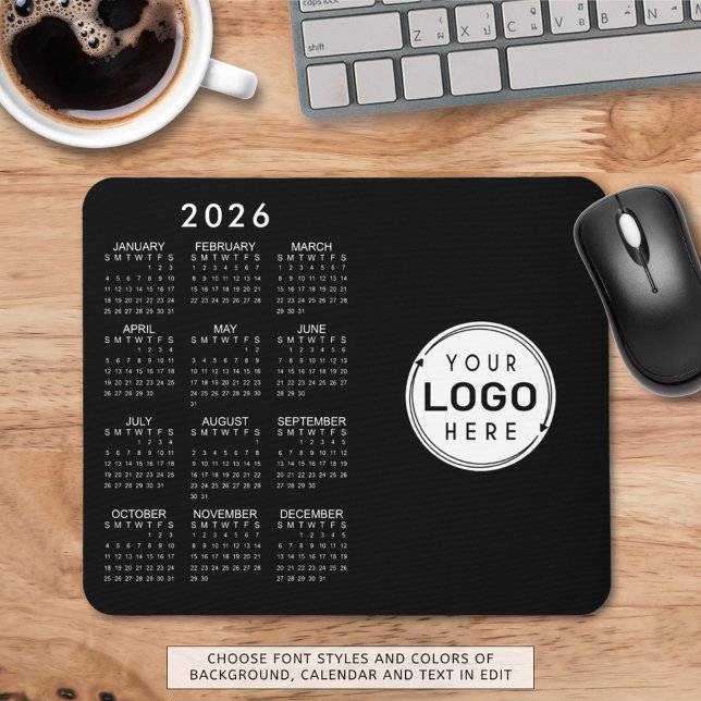 Business Logotyp 2026 Calendar Anpassningsbar Färg Musmatta (Skapare uppladdad)