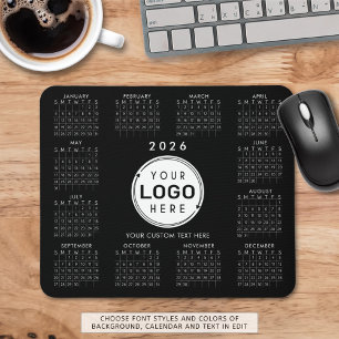 Business Logotyp 2026 Calendar Anpassningsbar Färg Musmatta
