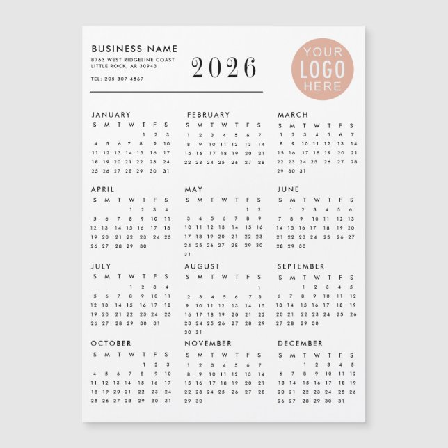 Business Logotyp 2026 Calendar Magnet (Framsida)