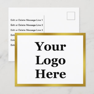 Business Logotyp 2-sidig Guld och vit och din text Vykort