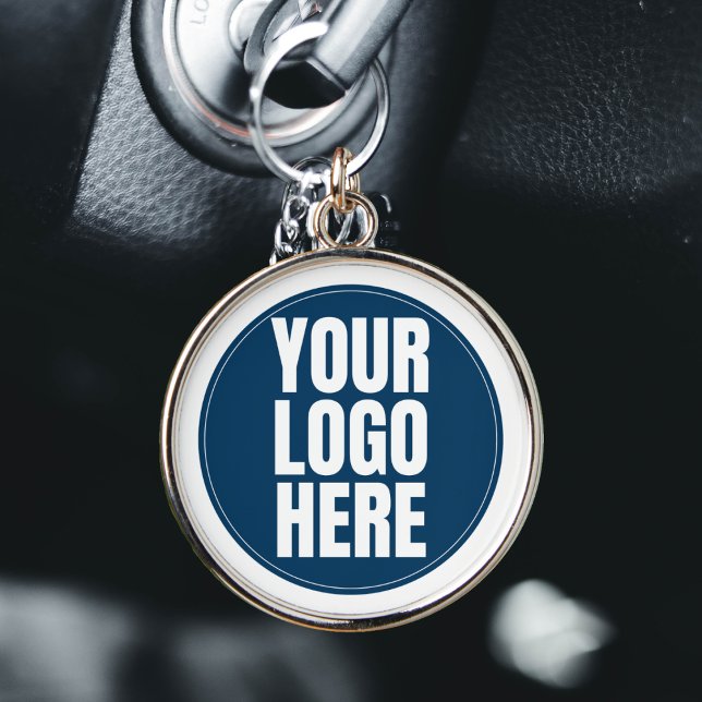 Business Logotyp Anpassningsbar Company Photo Rund Silverfärgad Nyckelring (company business logo round silver keychain)