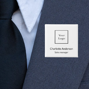 Business logotyp-anställd namn bricka knapp