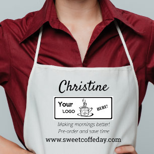 Business Logotyp Barista Vuxen Apron Förkläde