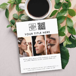 Business Logotyp Beauty Salon 3 Foton QR-kod Flygblad