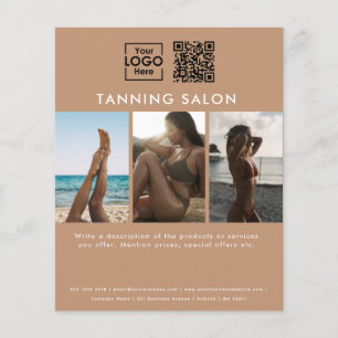 Business Logotyp Beauty Tanning Salon Photos QR-ko Flygblad
