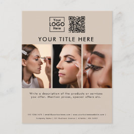 Business Logotyp Beige Beauty Salon 3 Foton QR-kod Flygblad