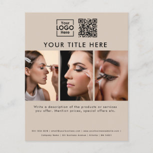 Business Logotyp Beige Beauty Salon 3 Foton QR-kod Flygblad