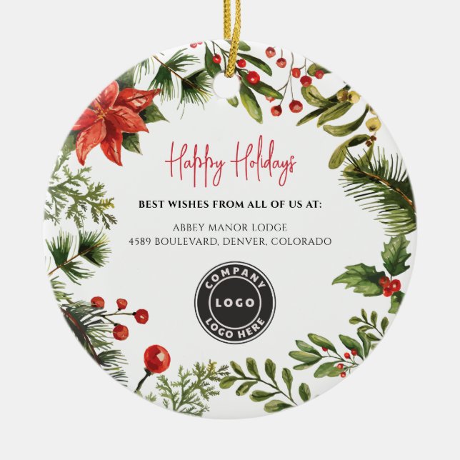 Business Logotyp Berries Mistletoe Personal jul Julgransprydnad Keramik (Framsidan)