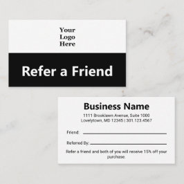 Business Logotyp Black and White Refar en vän Rabattkort