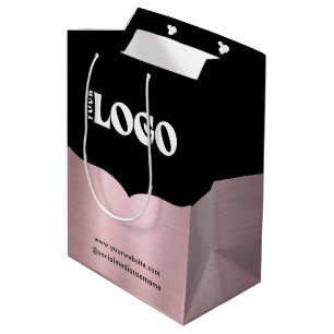 Business Logotyp Black Metallic Ro Guld Gift Bag