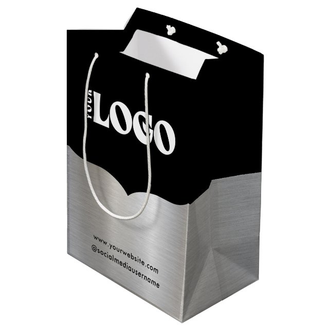 Business Logotyp Black Metallic Silver Papper Gift (Baksidan Vinklad)