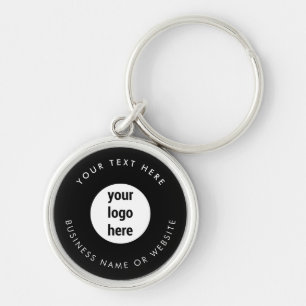 Business Logotyp Black Minimalist Business Rund Silverfärgad Nyckelring