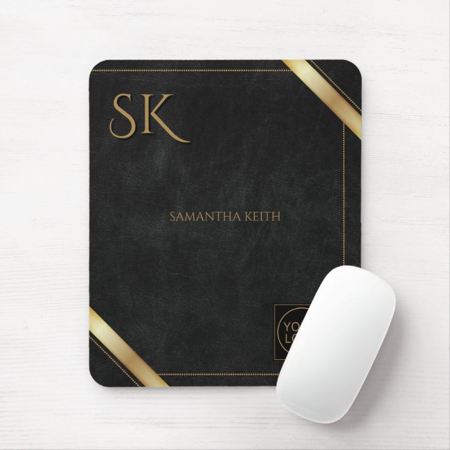Business Logotyp Black och Golden Rand Musmatta (Med mus)