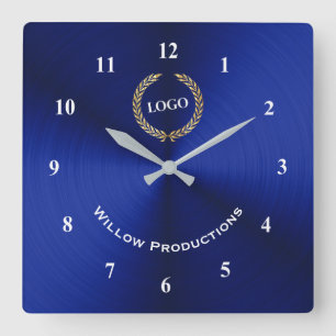 Business Logotyp Blue Fyrkantig Klocka
