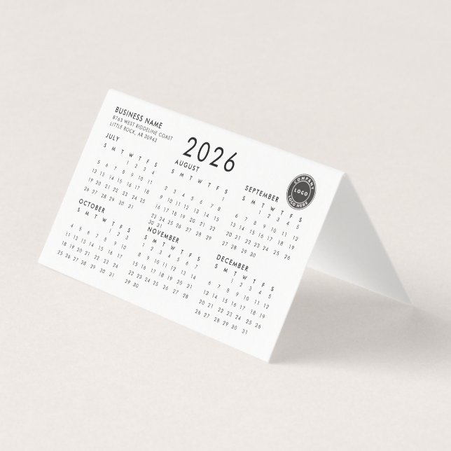 Business Logotyp Company Employees 2026 Calendar Kort (Baksida)