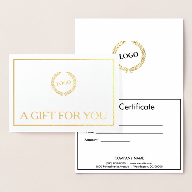 Business Logotyp Company Foldat Gift Certificate G Folierat Kort (Display)