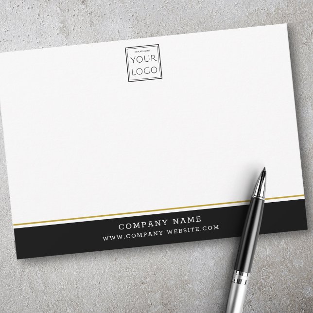 Business Logotyp Company Namn Black och Guld Gräns Anteckningskort (Skapare uppladdad)