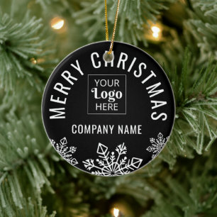 Business Logotyp Company Namn Snowflake-jul Julgransprydnad Keramik