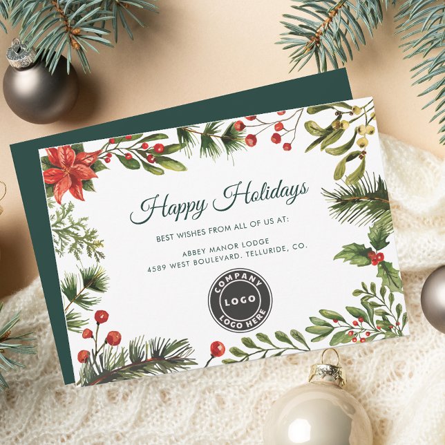 Business Logotyp Company Personal jul Julkort (Business Logo Company Employees Christmas Holiday Card)
