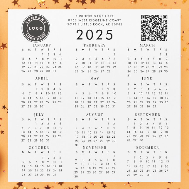 Business Logotyp Company QR Code 2025 Calendar (2025 Square Magnetic Calendar with QR Code and Business Logo)