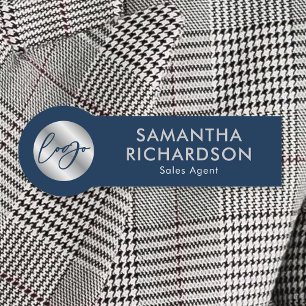 Business Logotyp Corporate Navy & Silver Employee Namnbricka