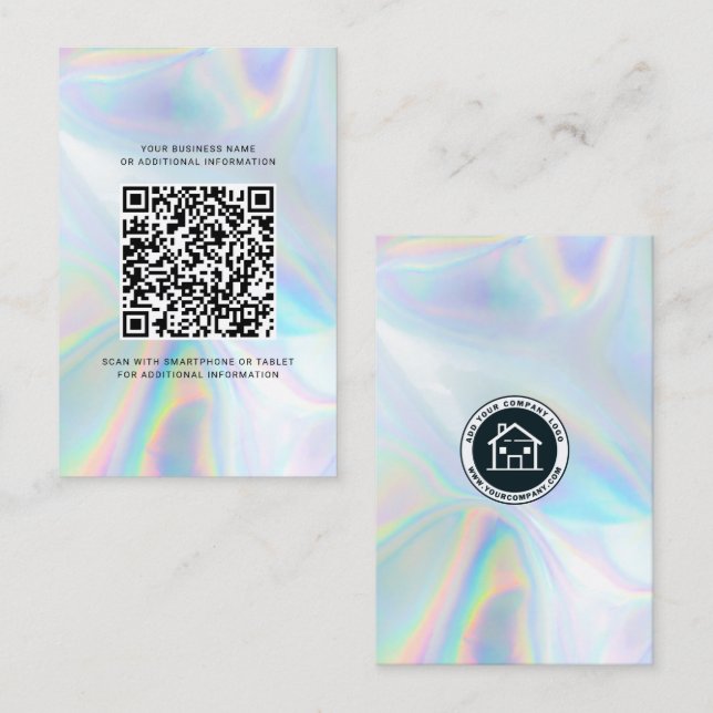 Business Logotyp Corporate QR Code HoloGraph Visitkort (Fram/baksida)