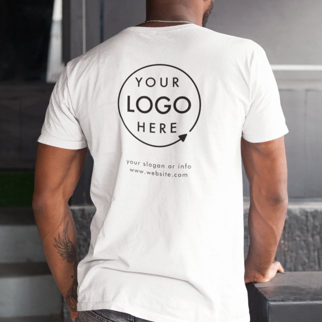 Business Logotyp Employee Company Back Branded T Shirt (Minimalist company branded t-shirts for your team apparel employee uniforms or promotional swag.)