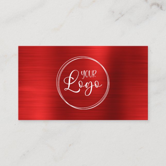 Business Logotyp Faux Bright Red Ombre Foil Visitkort (Framsida)