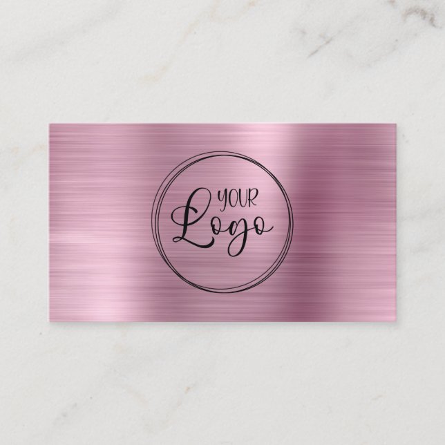 Business Logotyp Faux Ljus rosa Ombre Foil Visitkort (Framsida)