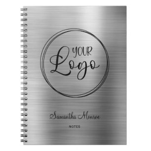 Business Logotyp Faux Silver Ombre Foil Meeting Anteckningsbok