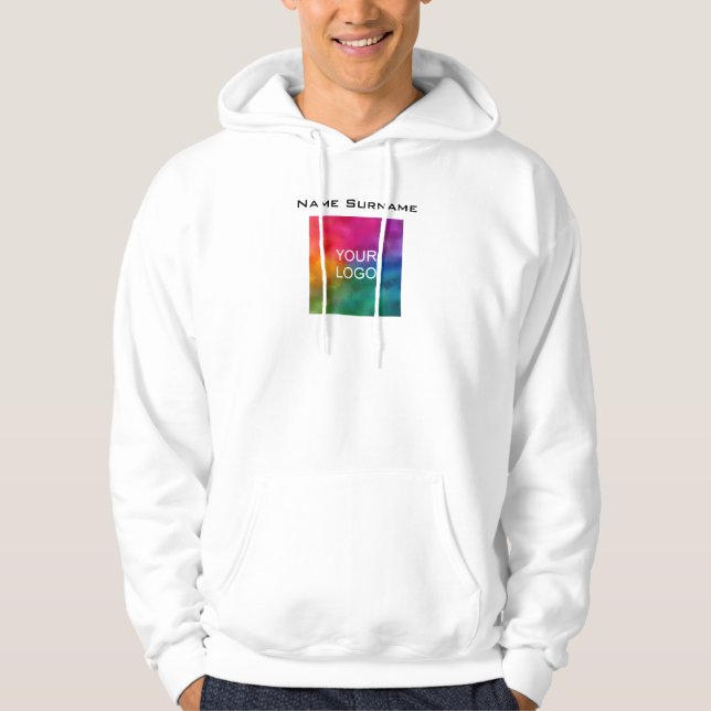 Business Logotyp Front Design Employee Manar White Hoodie (Framsida)