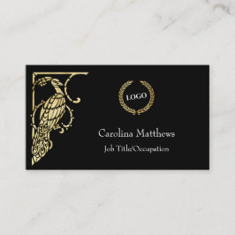 Business Logotyp Gold Foil Peacock Bird Visitkort