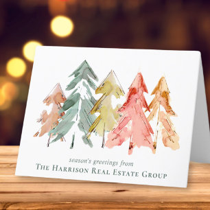 Business Logotyp Gräs Träd Watercolor Helgkort