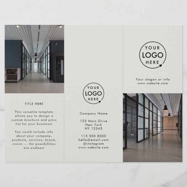 Business Logotyp Grått 3-fototrifold broschyr (Framsida)