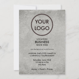 Business Logotyp Grått Grunge Annual Employee Even Inbjudningar