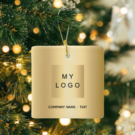 Business logotyp guld-jul julgransprydnad keramik