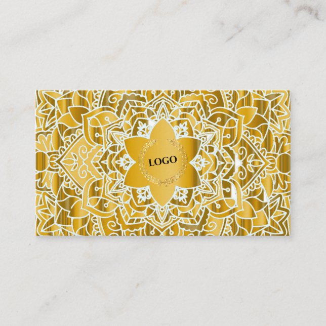 Business Logotyp Guld Mandala Visitkort (Framsida)