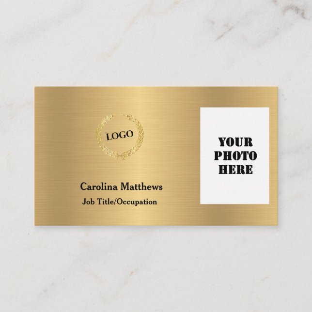 Business Logotyp Guld Photo Visitkort (Framsida)