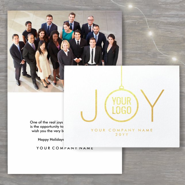 Business Logotyp JOY Jul Ornament Helgdag Photo Folierat Kort (Skapare uppladdad)