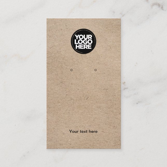 Business Logotyp Kraft Brown Earring Visning Card Visitkort (Framsida)