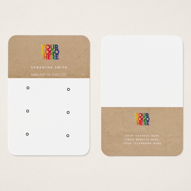 Business Logotyp Kraft Stud Earring Visning Card Visitkort (Framsida & baksida)