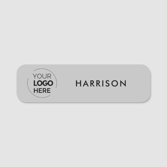 Business Logotyp Light Grått minimalist Employee Namnbricka (Framsida)