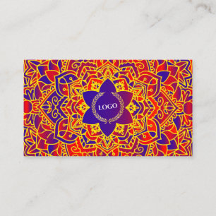 Business Logotyp Lila Orange Mandala Visitkort